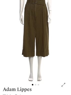 Adam Lippes Olive Belted Wide-Leg Culottes